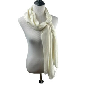 Classic Rectangle Scarf Wrap 100% Viscose Capri Italy White Ivory Wedding Event
